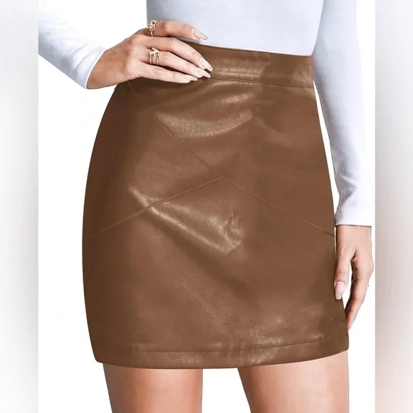 Faux Leather Skirt - Picture 1 of 5
